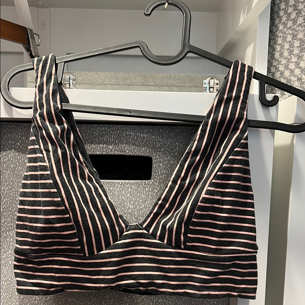 VS Striped Black and Pink Bralette